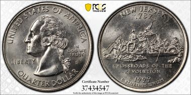 1999-D 25C New Jersey MS65