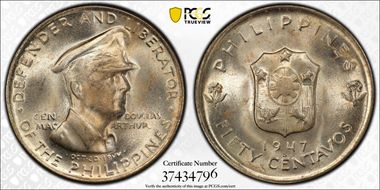 1947-S 50C Douglas MacArthur Allen-R1a  DDO MS64