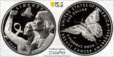 2018-P $1 Breast Cancer Awareness PR69DCAM