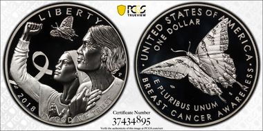 2018-P $1 Breast Cancer Awareness PR69DCAM