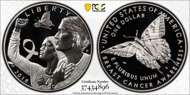 2018-P $1 Breast Cancer Awareness PR69DCAM