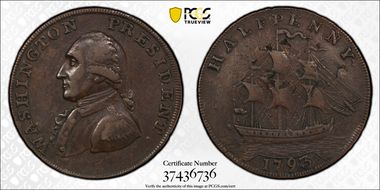 1793/2 Ship 1/2P Washington President Payable in Anglesey VF35BN