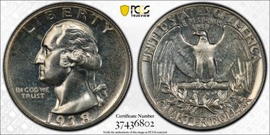 1938 25C PR65