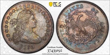 1795 $1 Draped Bust, Off-Center AU55