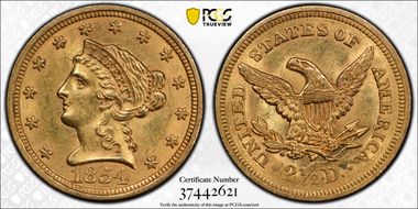 1854 $2.50 MS63