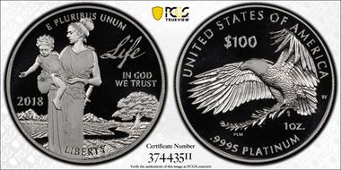 2018-W $100 Platinum Eagle - Life PR70DCAM