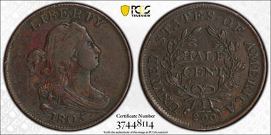 1805 1/2C Large 5, Stems N1BN