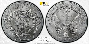 2019-P $1 American Legion 100th Ann First Strike MS70