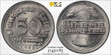 1920-D 50 Pfg J-301 MS66