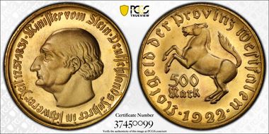 1922 500 Mk Jaeger-N15 Notgeld MS65