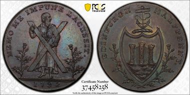 1792 Tk 1/2D DH-45 Lothian, Hutchison's MS63BN