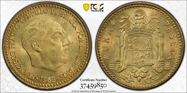 1963  Peseta (1963) MS65