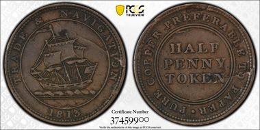 1813 1/2D NS-21A3a Br-965 Engrailed Edge XF40BN