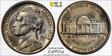 1939 5C Doubled Monticello MS66+ FS