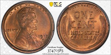 1917-S 1C MS65+ RD