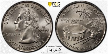 2009-D 25C American Samoa Satin Finish SP67