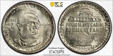 1947-D 50C Booker T. Washington MS66+