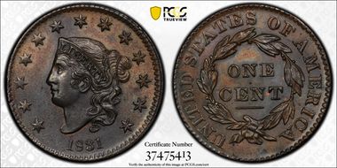 1831 1C Large Letters MS64BN