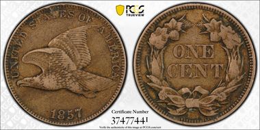 1857 1C Obverse of 1856, FS-401b VF30