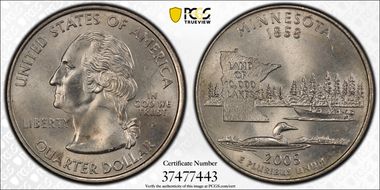 2005-P 25C Minnesota Extra Tree DDR-001 MS65