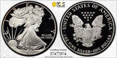 1988-S $1 Silver Eagle PR69DCAM