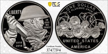 2018-P $1 WWI Centennial PR69DCAM