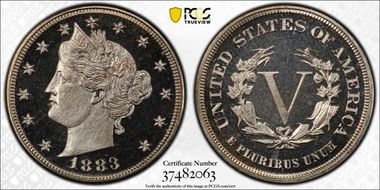 1883 5C No CENTS PR67DCAM