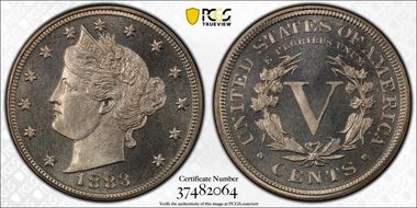 1883 5C With CENTS PR67+ CAM
