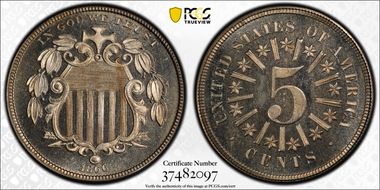 1866 5C Rays PR67CAM