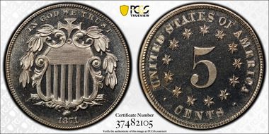 1871 5C PR67CAM