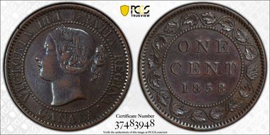 1858 1C ↑↑ Bronze, Broken Vine N1BN