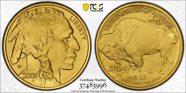 2008-W $25 Burnished American Buffalo .9999 Fine Gold SP70