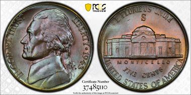 1943-S 5C MS67FS