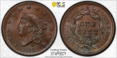 1833 1C Newcomb 1 MS65BN