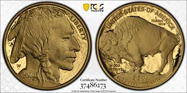 2010-W $50 American Buffalo  .9999 Fine Gold PR70DCAM
