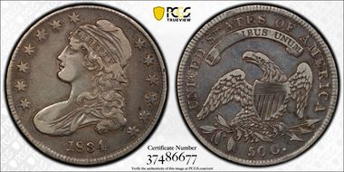 1834 50C Small Date, Small Letters VF35
