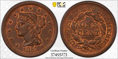 1857 1C Large Date MS65BN