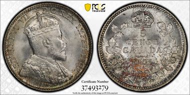 1907 5C Narrow Date MS66+