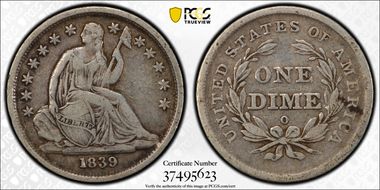 1839-O 10C No Drapery VF20