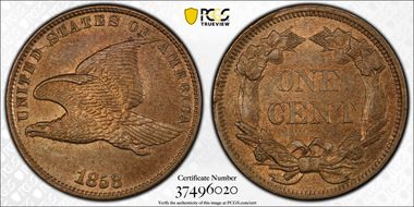 1858 1C Large Letters MS64
