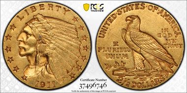 1911 $2.50 AU55