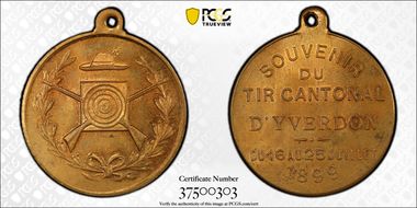 1899 Medal Yverdon R-1605a Bronze MS64
