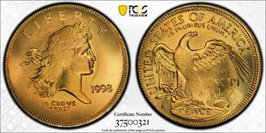 1998 Token X-582a Brass Gallery Mint Mus. Concept MS65