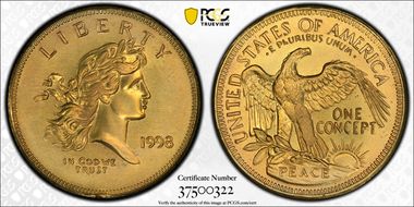 1998 Token X-582a Brass Gallery Mint Mus. Concept N1