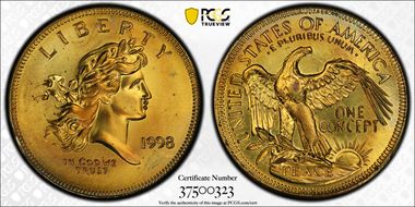 1998 Token X-582a Brass Gallery Mint Mus. Concept MS66