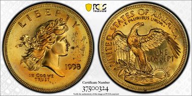 1998 Token X-582a Brass Gallery Mint Mus. Concept MS65