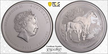 2014-P $2 Year of the Horse 2oz Ag MS69