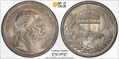 1915-KB Korona KM-492  Ag MS63