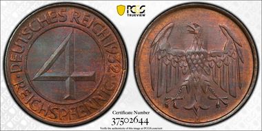 1932-A 4 Rcpfg J-315 MS65BN