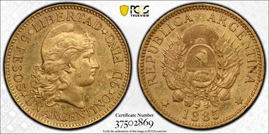 1885 5 Peso MS63